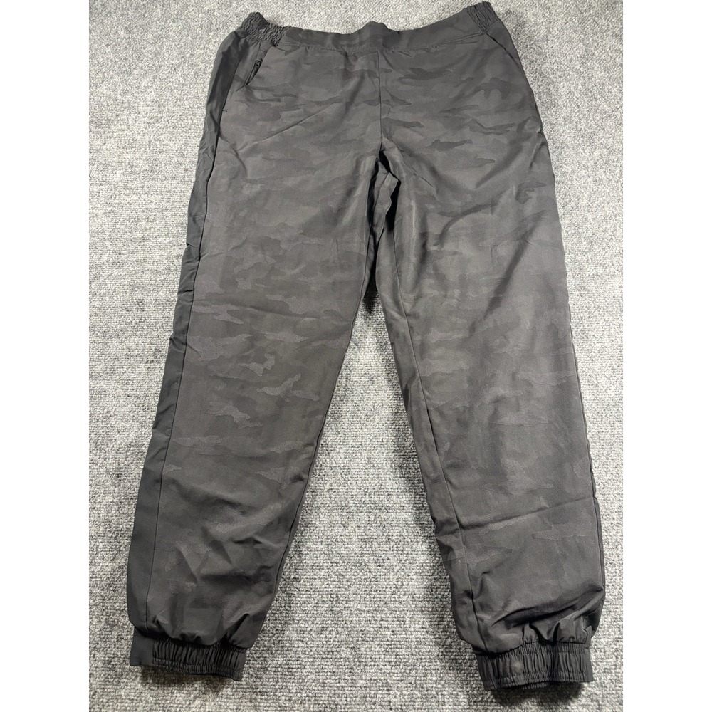 Athleta Brooklyn Textured Lined Joggers Women 16 Black Camo Activewear Pants